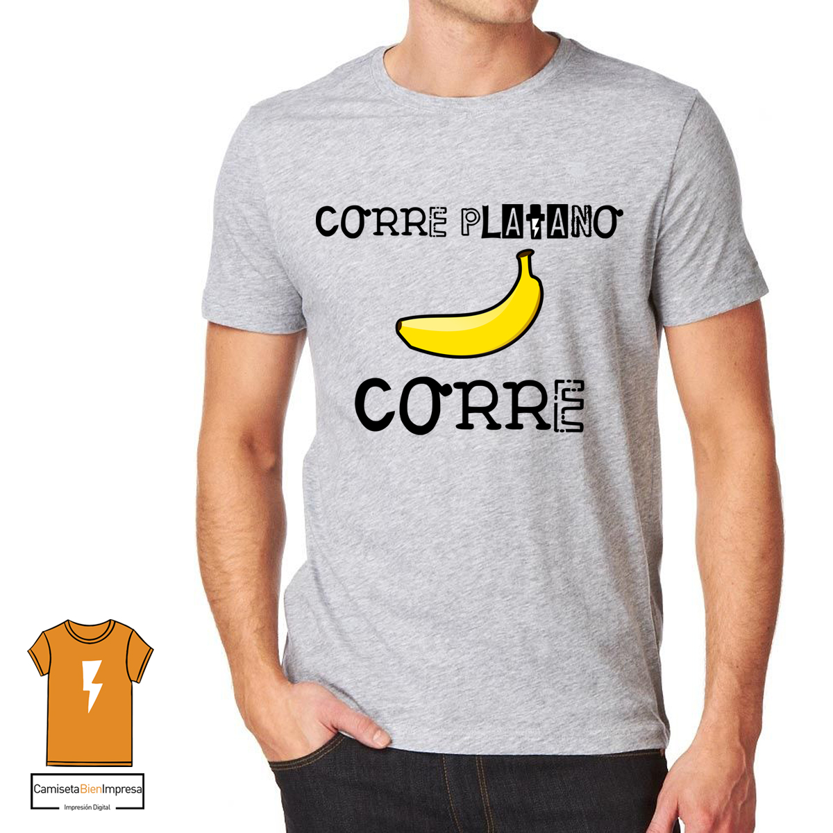 mayor Arancel Inquieto Camiseta Corre Plátano, Corre - Camiseta Bien Impresa